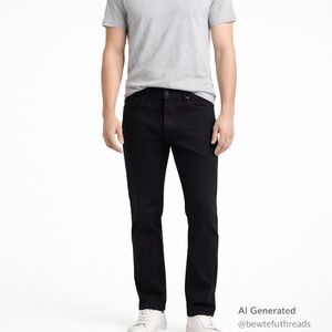 AG Adriano Goldschmied Everett Slim Straight Black Jeans Men’s 38x29 Hemmed